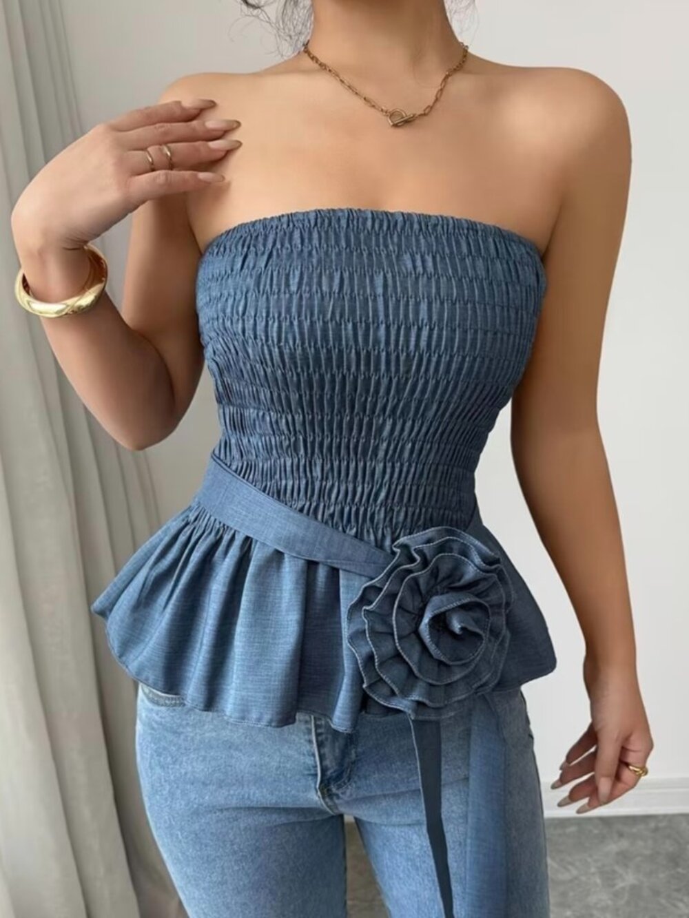 Sexy Off-The-Shoulder Backless Solid Color Versatile Hot Temperament Fashion - Picture 2 of 5